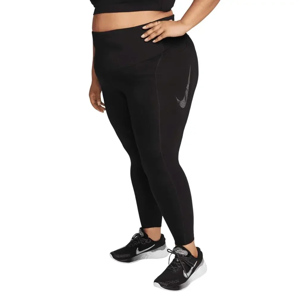 Nike Women's Fast 7/8 Running Leggings in Black, Size 3X